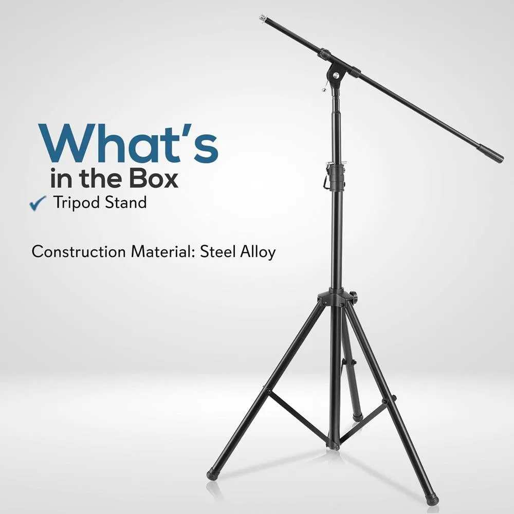 2 Pcs. Heavy-Duty Tripod Boom Microphone Stand - Height Adjustable And Boom Extendable Mic Stand