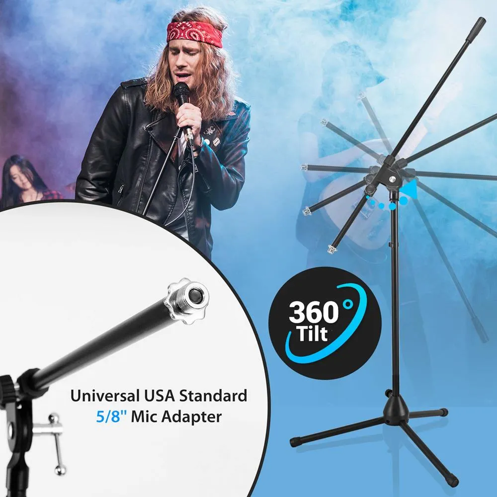 2 Pcs. Heavy-Duty Tripod Boom Microphone Stand - Height Adjustable And Boom Extendable Mic Stand