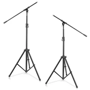 2 Pcs. Heavy-Duty Tripod Boom Microphone Stand - Height Adjustable And Boom Extendable Mic Stand