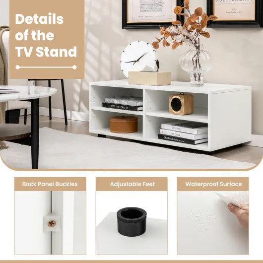 4-Cube TV Stand for TV up to 45 Inch with 5 Positions Adjustable Shelves-White