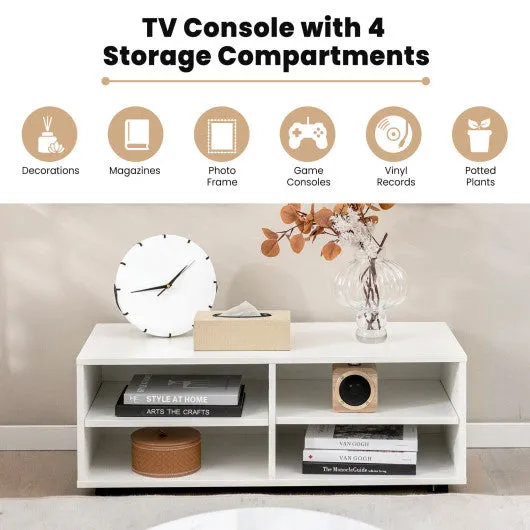 4-Cube TV Stand for TV up to 45 Inch with 5 Positions Adjustable Shelves-White