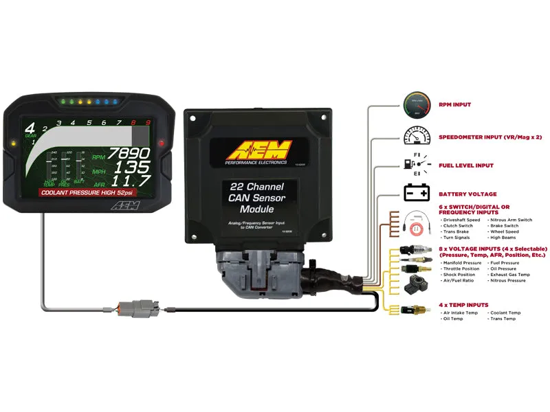 AEM 30-2212 22 Channel CAN Sensor Module, Analog & Frequency to CAN Converter Module