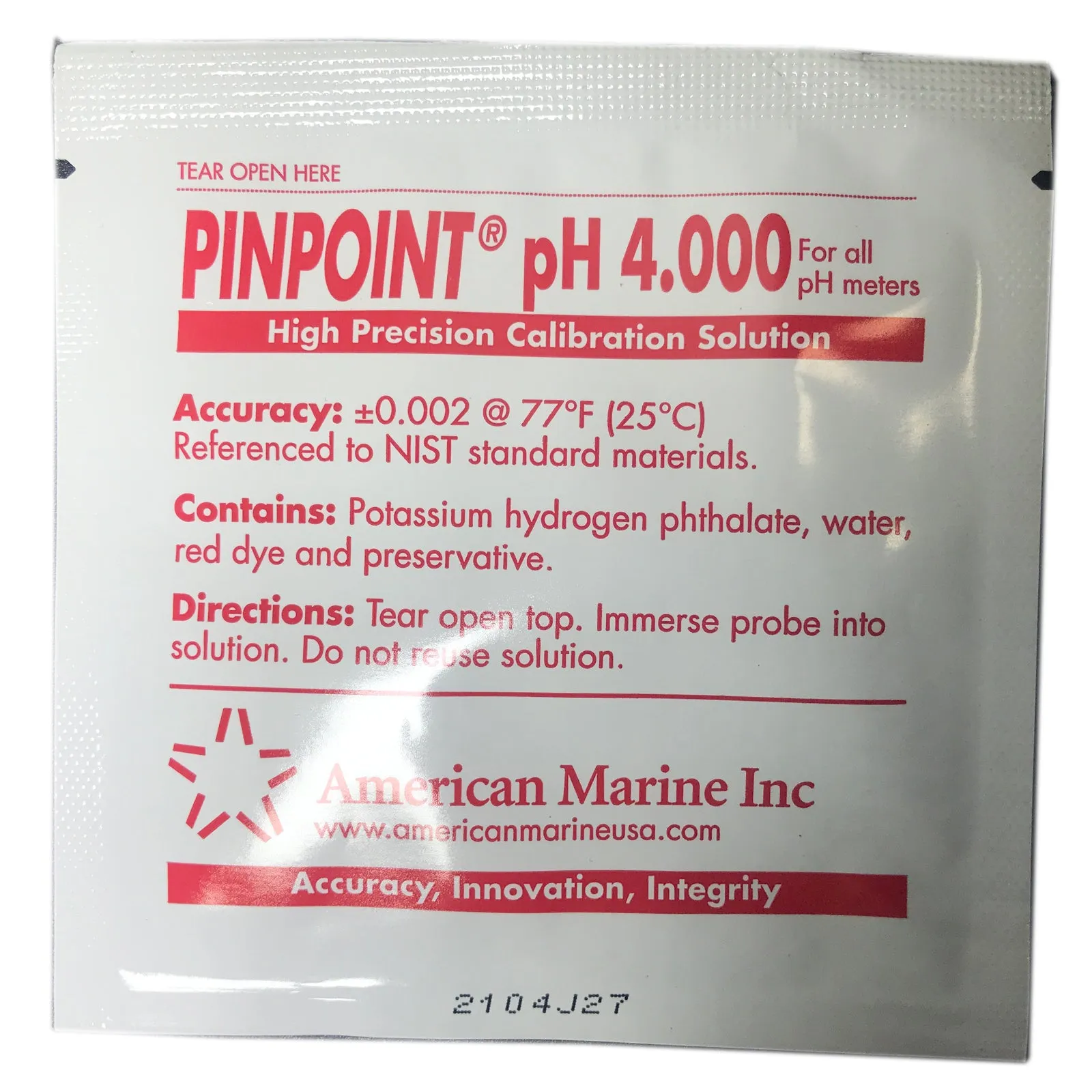 American Marine Pinpoint pH Calibration Fluid 4.0