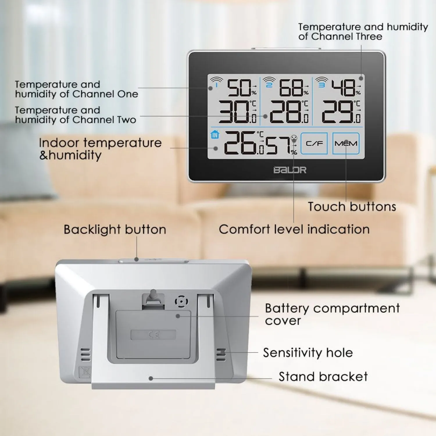 BALDR Wireless Weather Station With 3 Sensors