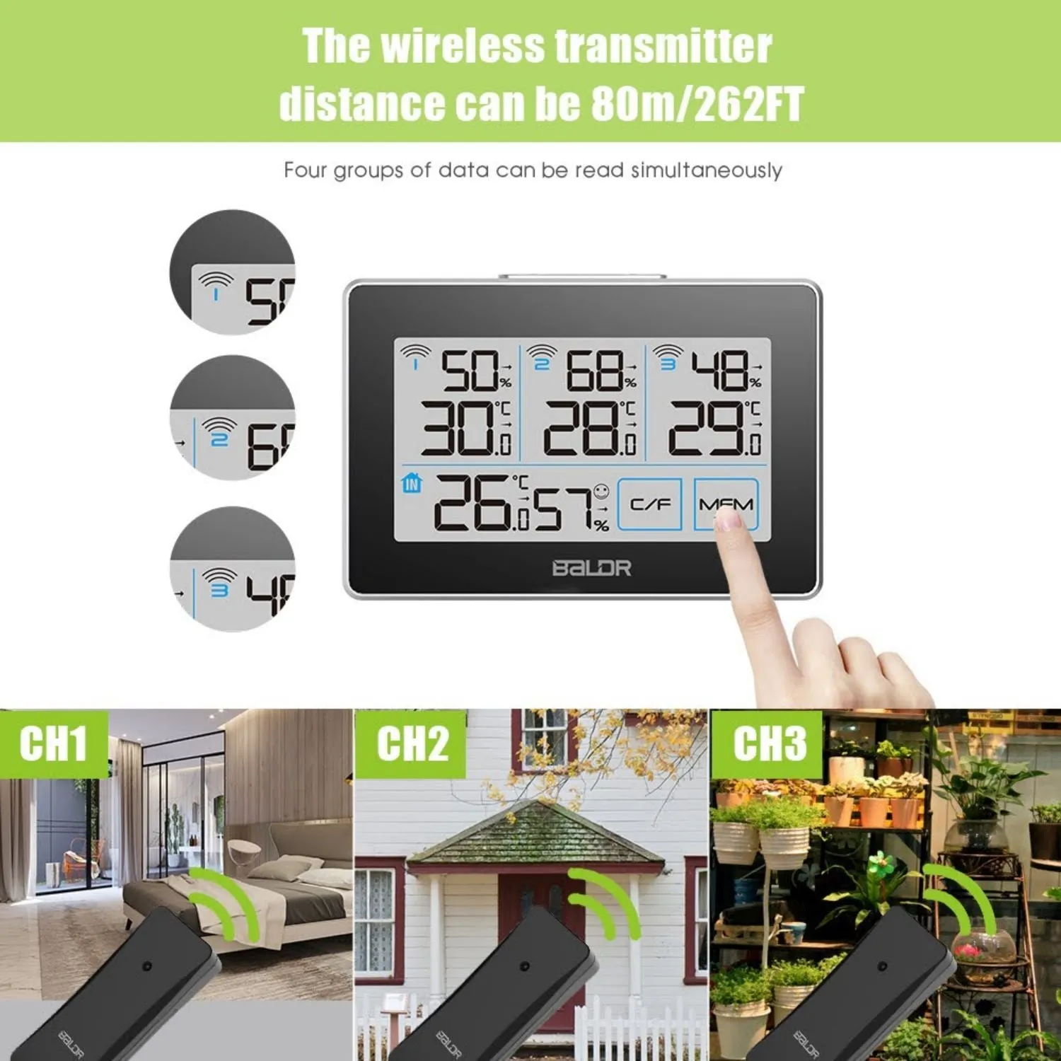 BALDR Wireless Weather Station With 3 Sensors