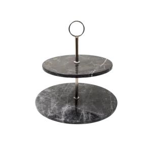 BLACK MARBLE CAKE STAND X2  25X25CM