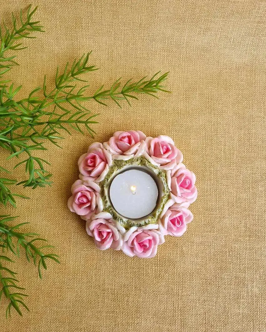 Blush Pink Marble Dust Tea Light Stand | 4 x 1 inches