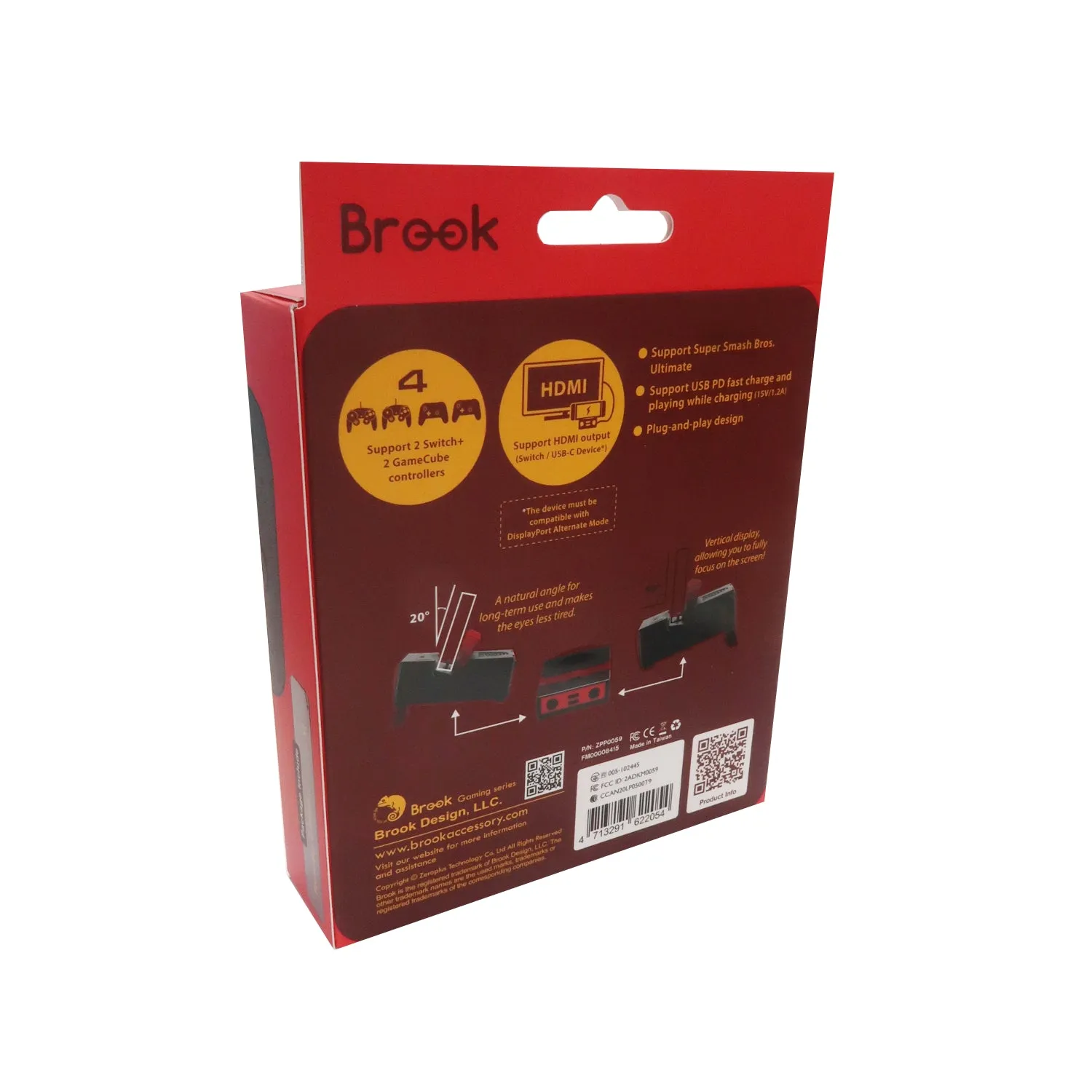 Brook Power Bay Crimson for Nintendo Switch Console Dock with Connect to for GameCube Controller