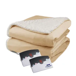 classic Velour Sherpa Electric Heated Warming Blanket King Gray