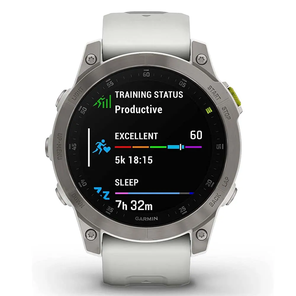 Garmin epix Gen 2 Sapphire White Titanium Health and Wellness Features Touchscreen Amoled Display Premium Active Adventure Smart Watch - 010-02582-20