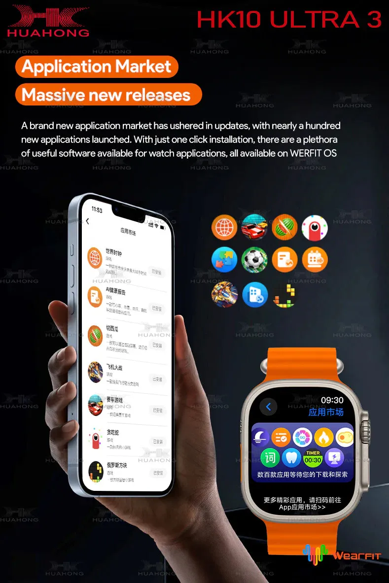 HK 10 Ultra 3 AMOLED ChatGPT Smartwatch {1:1 Apple Clone Latest 2024 Edition Model}