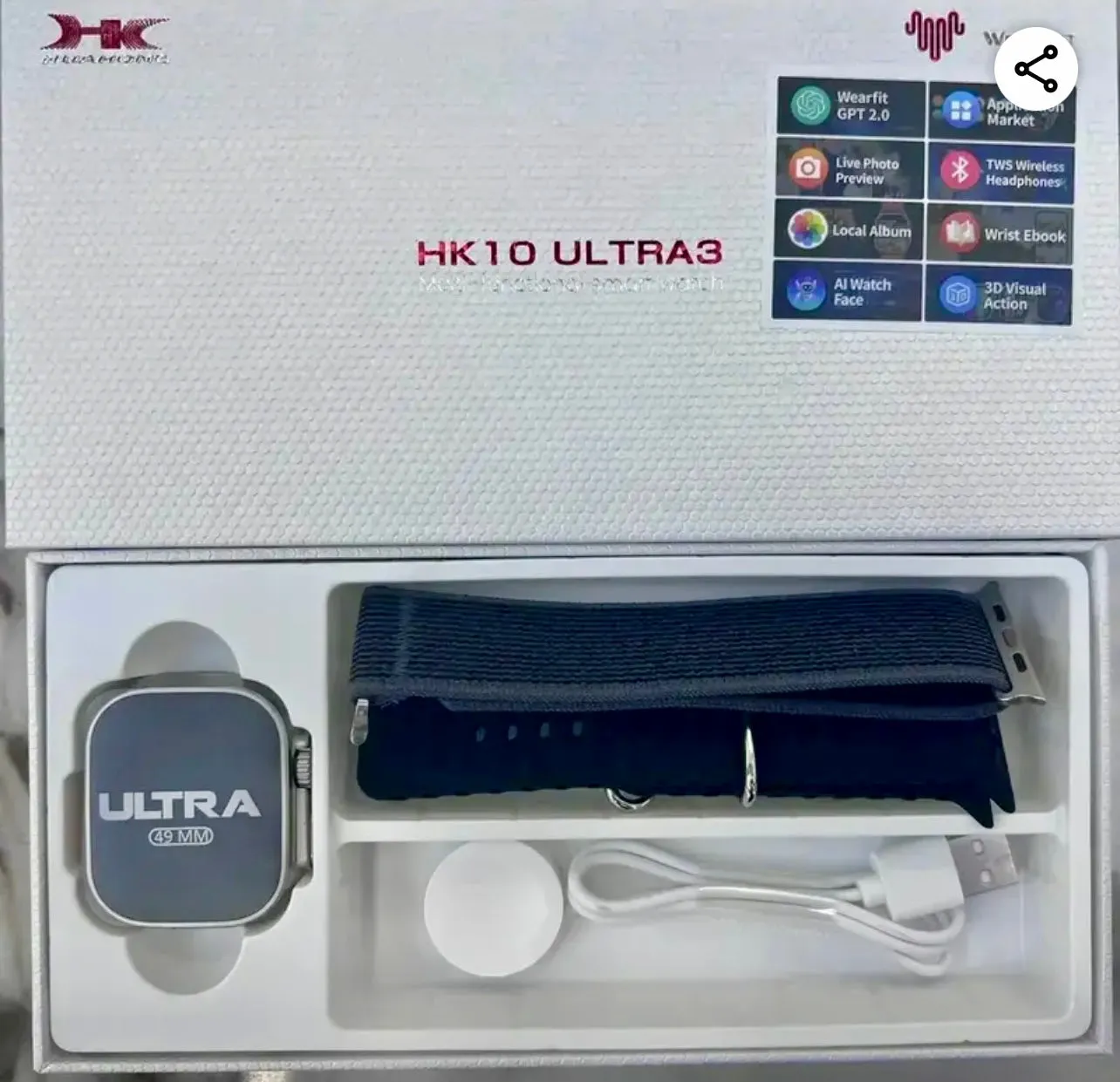 HK 10 Ultra 3 AMOLED ChatGPT Smartwatch {1:1 Apple Clone Latest 2024 Edition Model}
