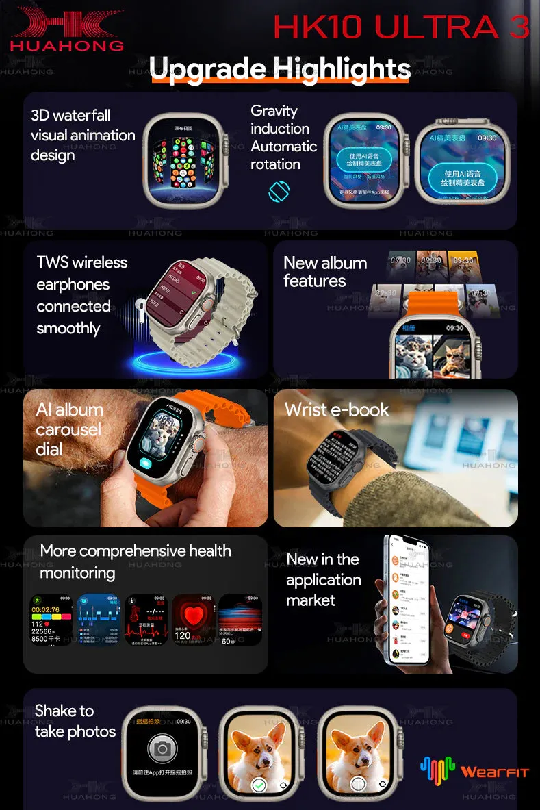 HK 10 Ultra 3 AMOLED ChatGPT Smartwatch {1:1 Apple Clone Latest 2024 Edition Model}