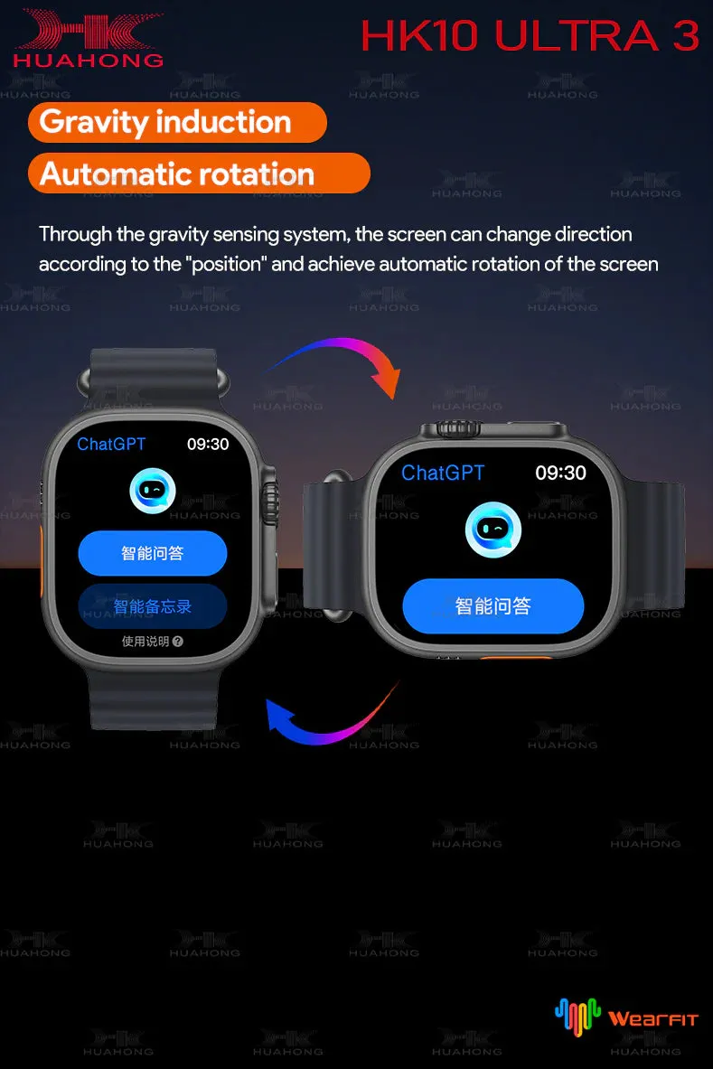 HK 10 Ultra 3 AMOLED ChatGPT Smartwatch {1:1 Apple Clone Latest 2024 Edition Model}