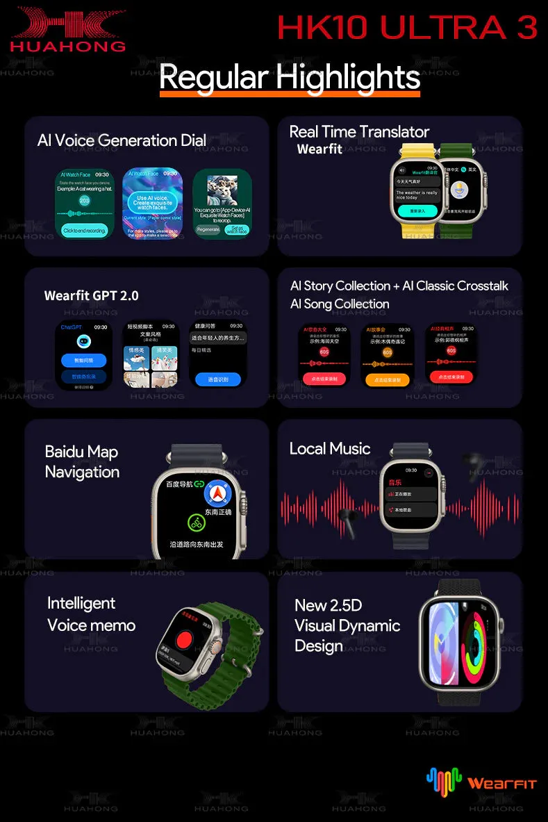 HK 10 Ultra 3 AMOLED ChatGPT Smartwatch {1:1 Apple Clone Latest 2024 Edition Model}