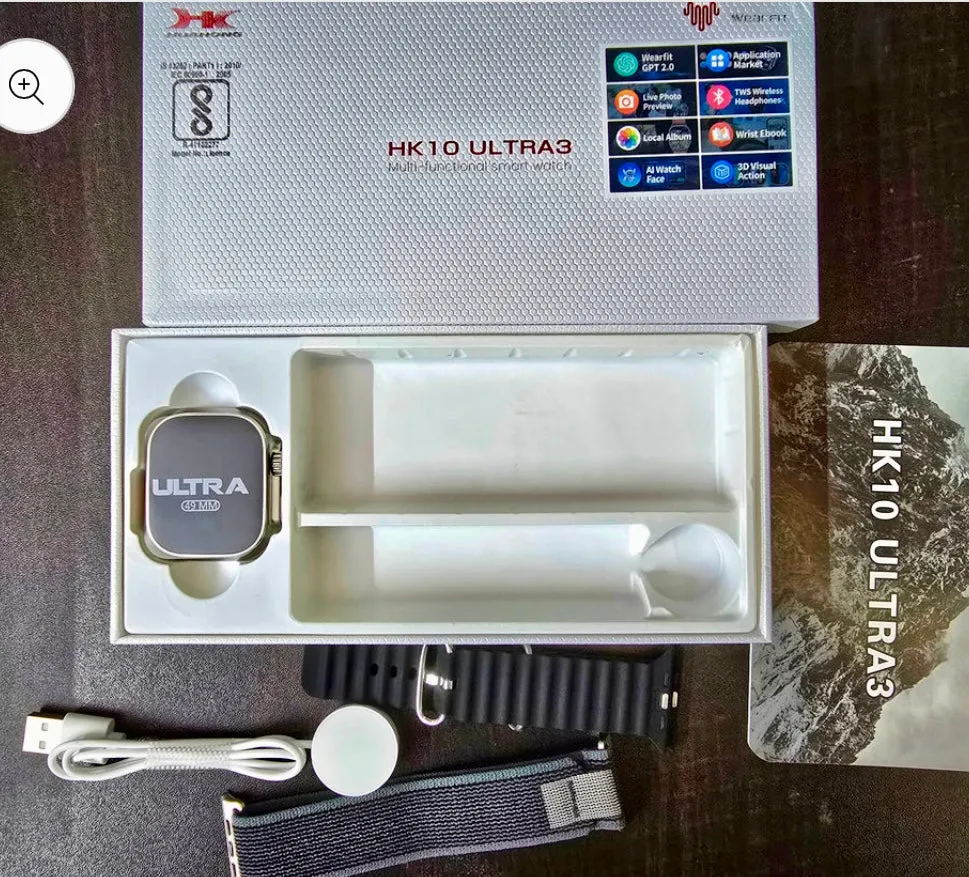HK 10 Ultra 3 AMOLED ChatGPT Smartwatch {1:1 Apple Clone Latest 2024 Edition Model}