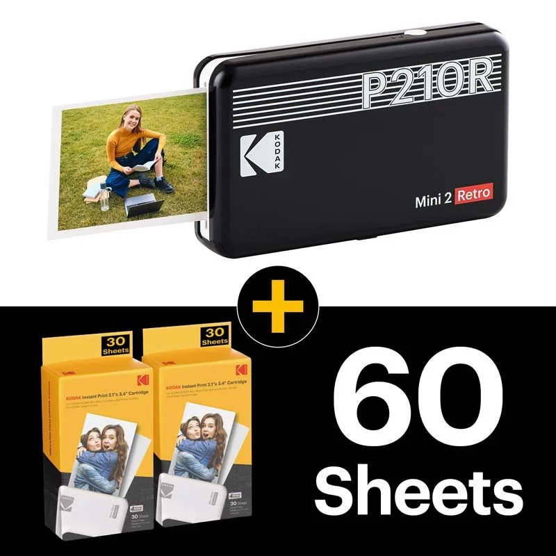 Kodak Instant Camera Mini Shot 2 Retro Cartridge Bundle - Yellow
