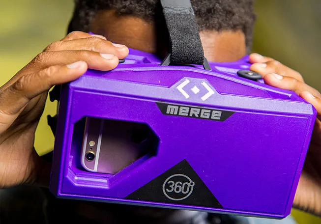 Merge VR Mobile AR/VR Headset & Holographic Cube Bundle (Pulsar Purple)