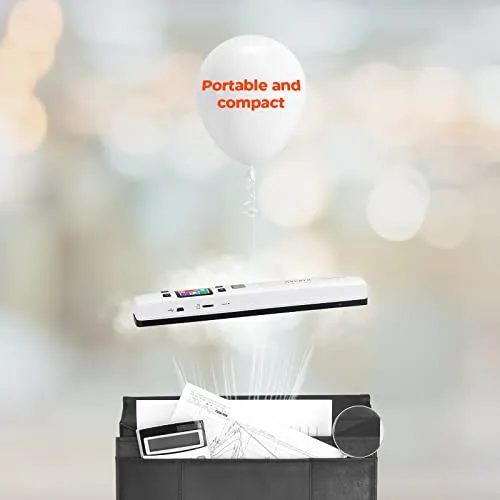 MUNBYN Portable Scanner, Photo Scanner for Documents Pictures Texts in 1050DPI, Flat Scanning, Included 16GB SD Card, Photo Scanner Uploads Images to