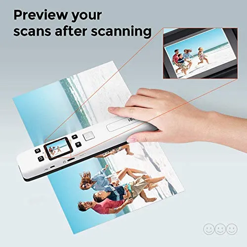 MUNBYN Portable Scanner, Photo Scanner for Documents Pictures Texts in 1050DPI, Flat Scanning, Included 16GB SD Card, Photo Scanner Uploads Images to