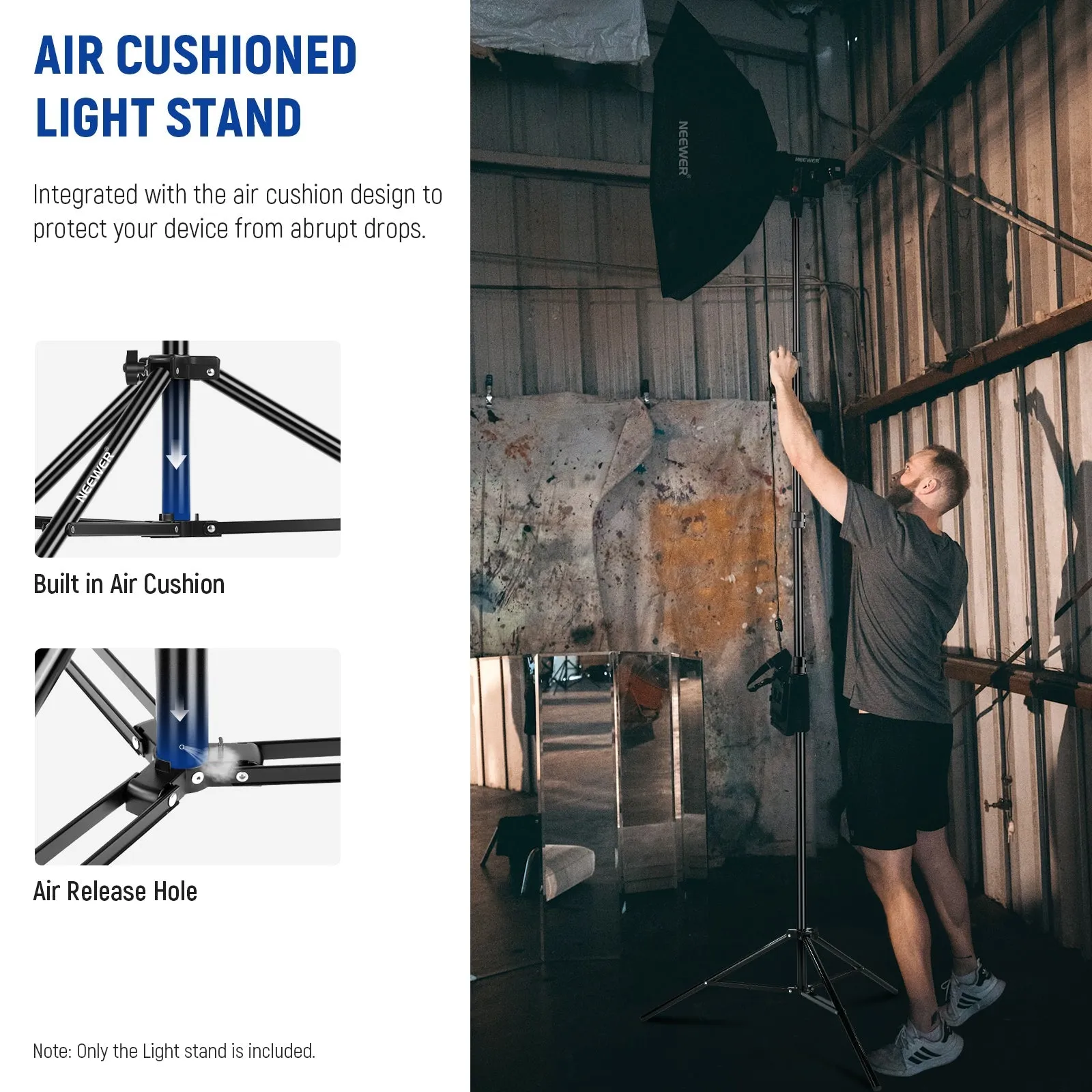 NEEWER 9.8ft/3m Heavy Duty Metal Air Cushioned Light Stand