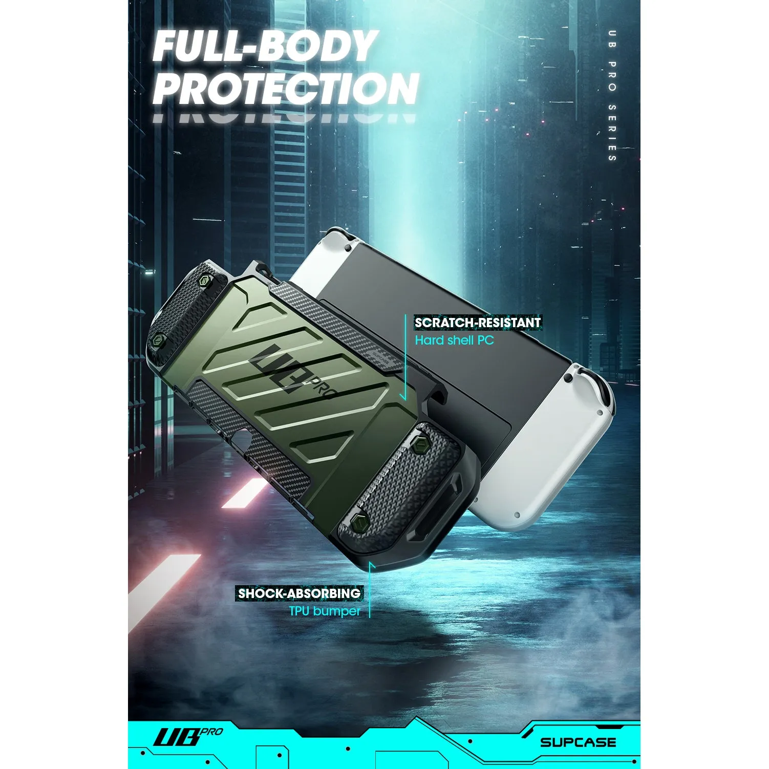 Nintendo Switch OLED Unicorn Beetle PRO Dockable Grip Case-Dark Green