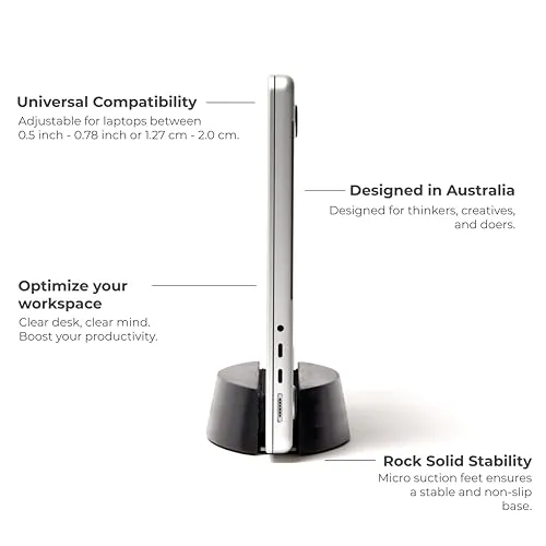 Nordik Vertical Laptop Stand Black Stable Non Slip Wood Stand