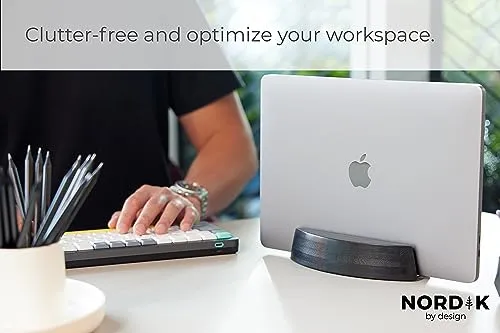 Nordik Vertical Laptop Stand Black Stable Non Slip Wood Stand