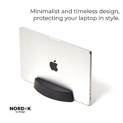 Nordik Vertical Laptop Stand Black Stable Non Slip Wood Stand
