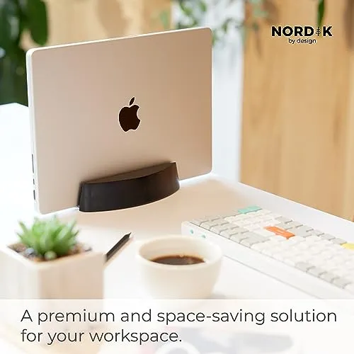 Nordik Vertical Laptop Stand Black Stable Non Slip Wood Stand