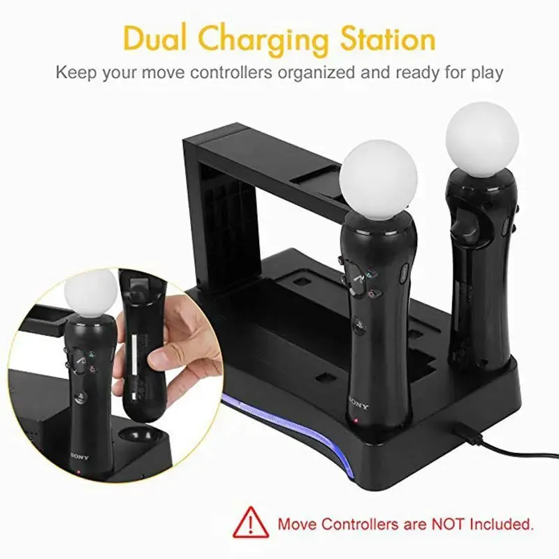 PS4 VR Charger Stand (Headset Dock   2 Move Controllers): Tangle-Free VR