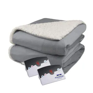 relaxed Velour Sherpa Electric Heated Warming Blanket King Gray