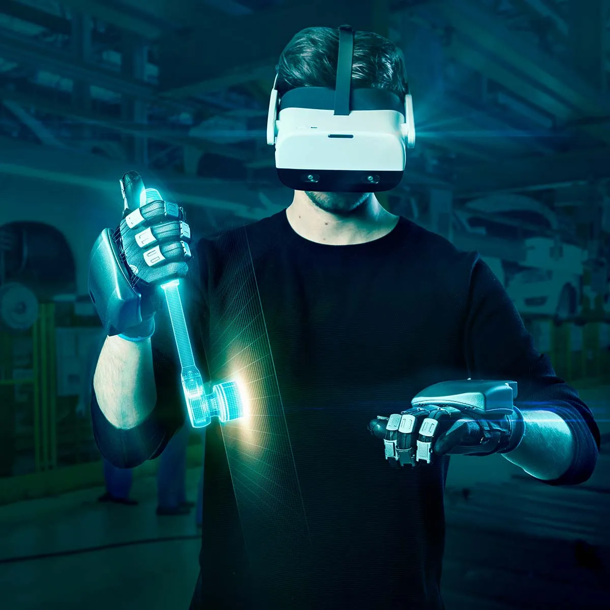 SenseGlove Nova Blue | Haptic Virtual Reality Gloves