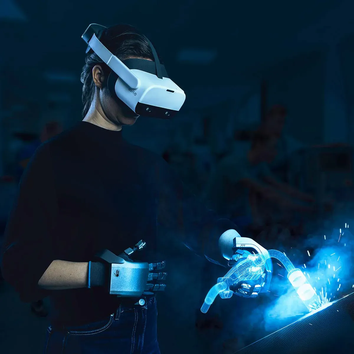 SenseGlove Nova Blue | Haptic Virtual Reality Gloves