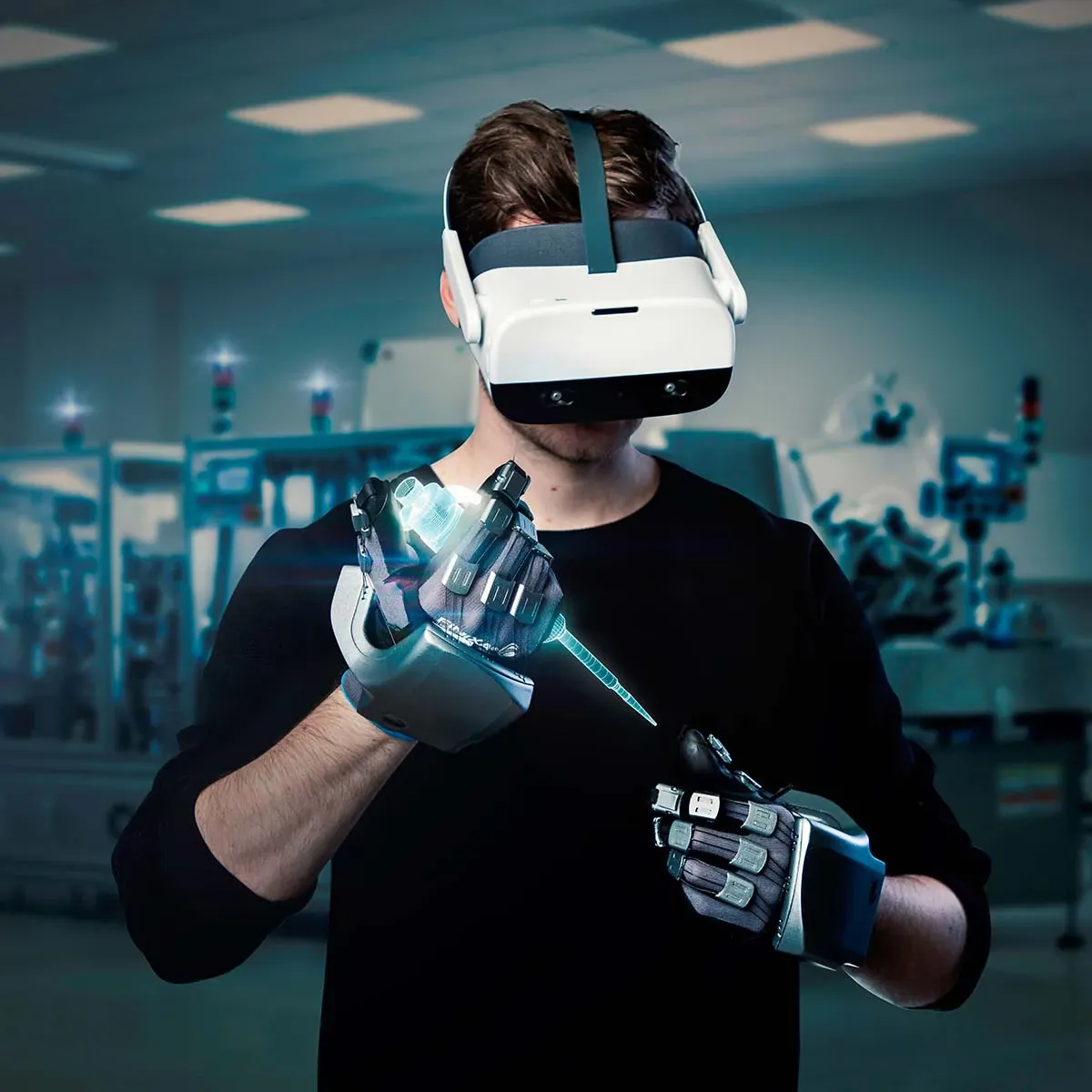 SenseGlove Nova Blue | Haptic Virtual Reality Gloves