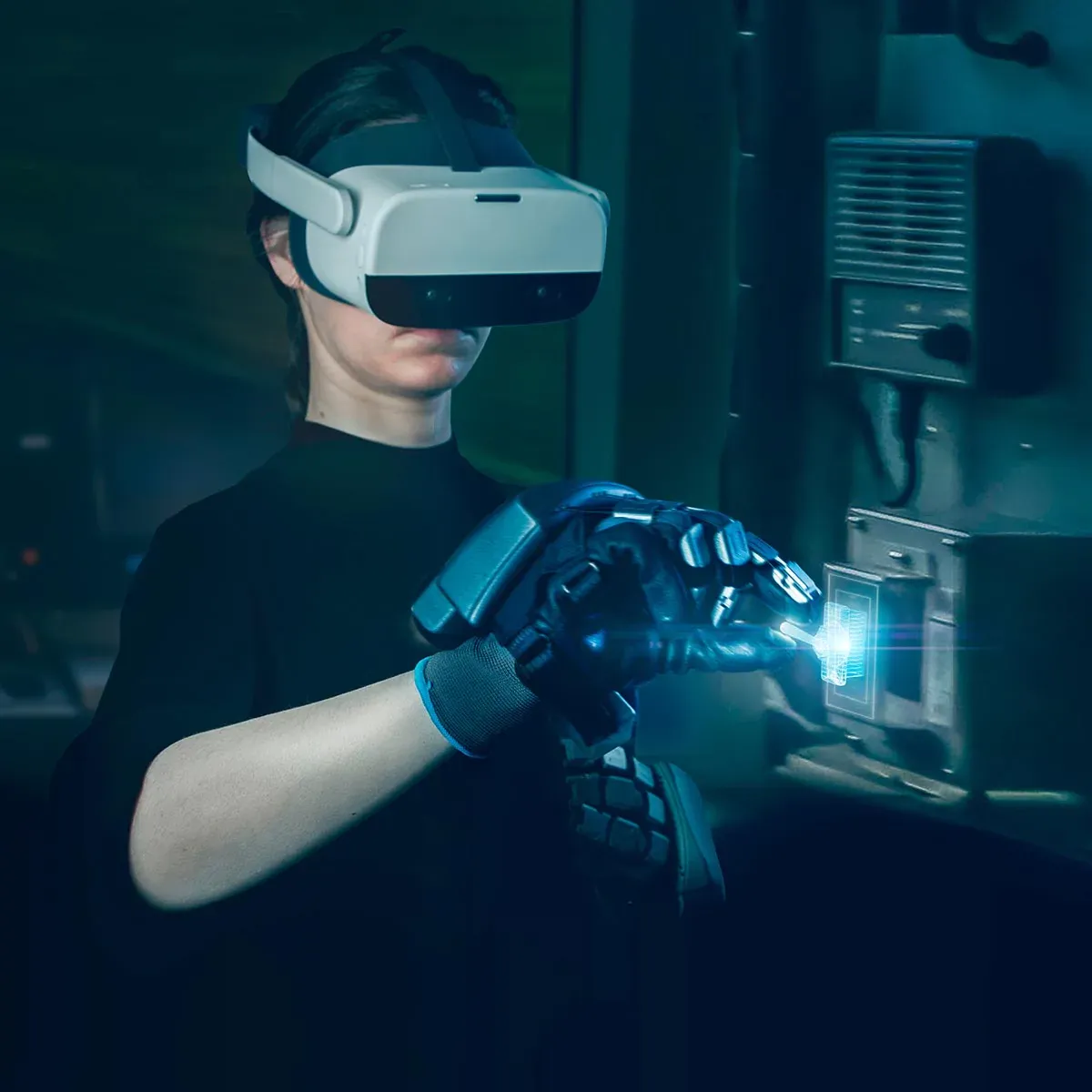 SenseGlove Nova Blue | Haptic Virtual Reality Gloves