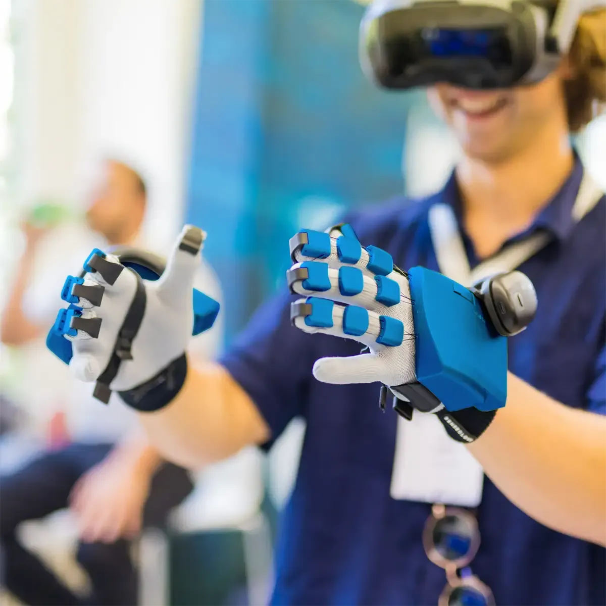 SenseGlove Nova Blue | Haptic Virtual Reality Gloves