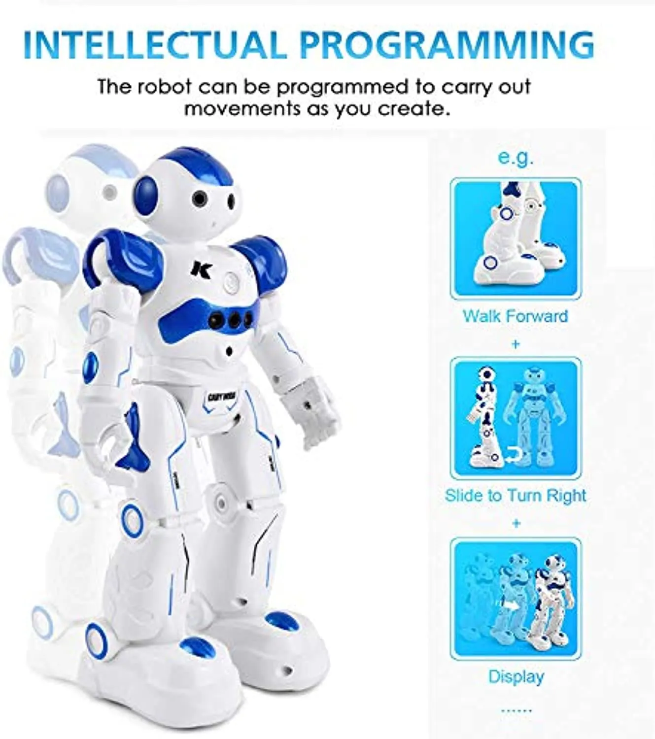 Smart RC Robot Toy for Kids, Gesture Sensing Dancing  Programmable Robotic Toy Gift (Blue)