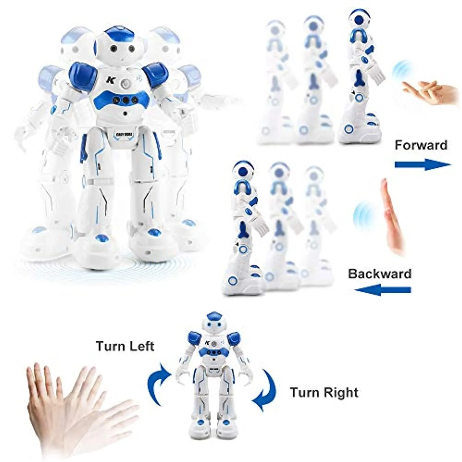 Smart RC Robot Toy for Kids, Gesture Sensing Dancing  Programmable Robotic Toy Gift (Blue)
