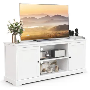 Tangkula White TV Stand for TVs up to 65" Home Entertainment Center with 2 Storage Cabinets & Adjustable Shelves