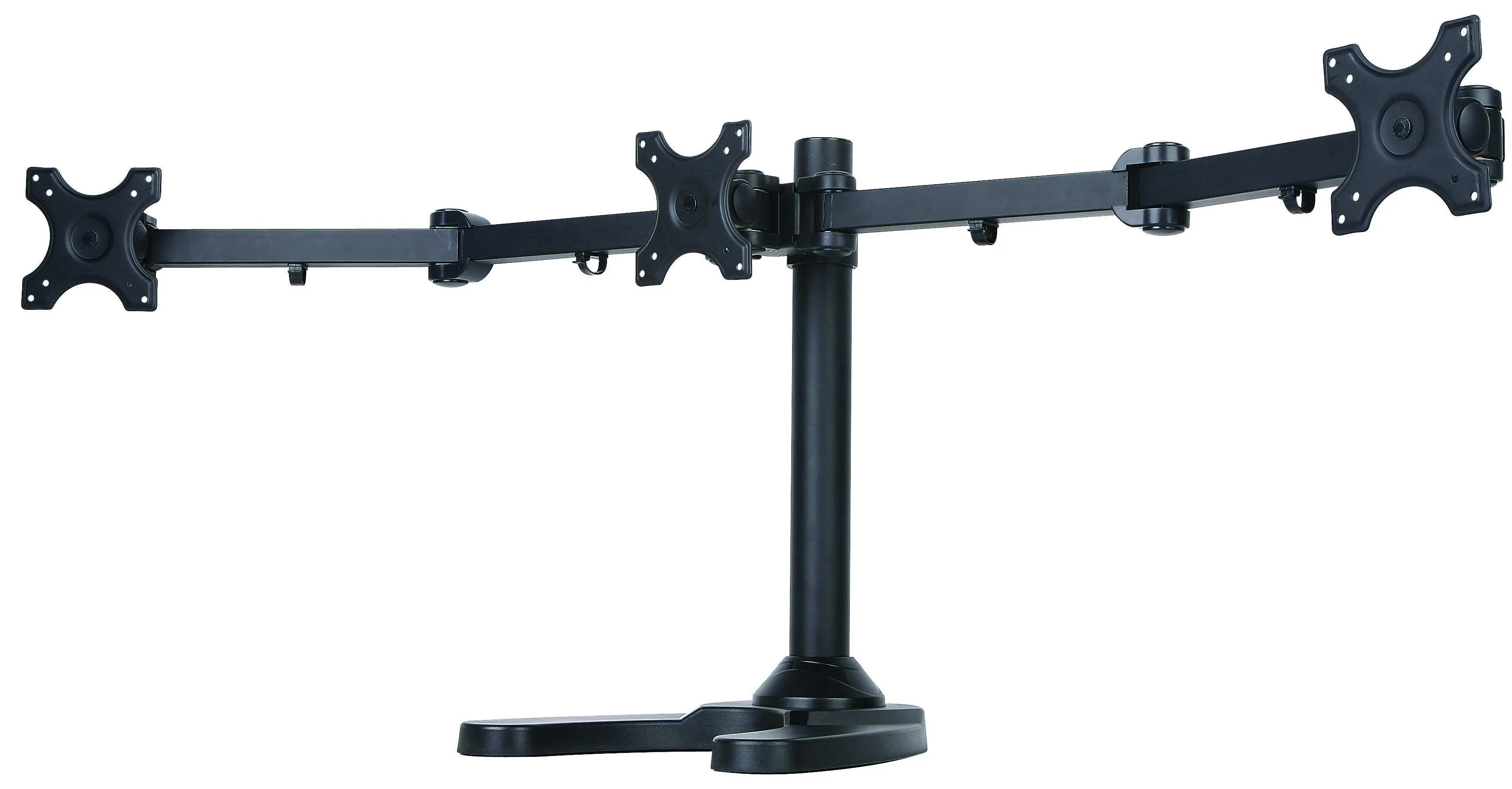 Triple Monitor Stand Freestanding LCD Computer Screen Desk Mount for 19, 20, 22, 23, 24 Inch Monitors VESA 75 and 100 Compatible Full Motion, 66 lbs Capacity (3 Horizontal Monitor)