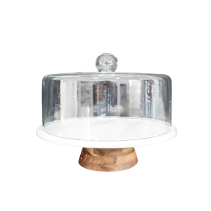 WHITE MARBLE BOARD W/GLASS DOME 33X28CM