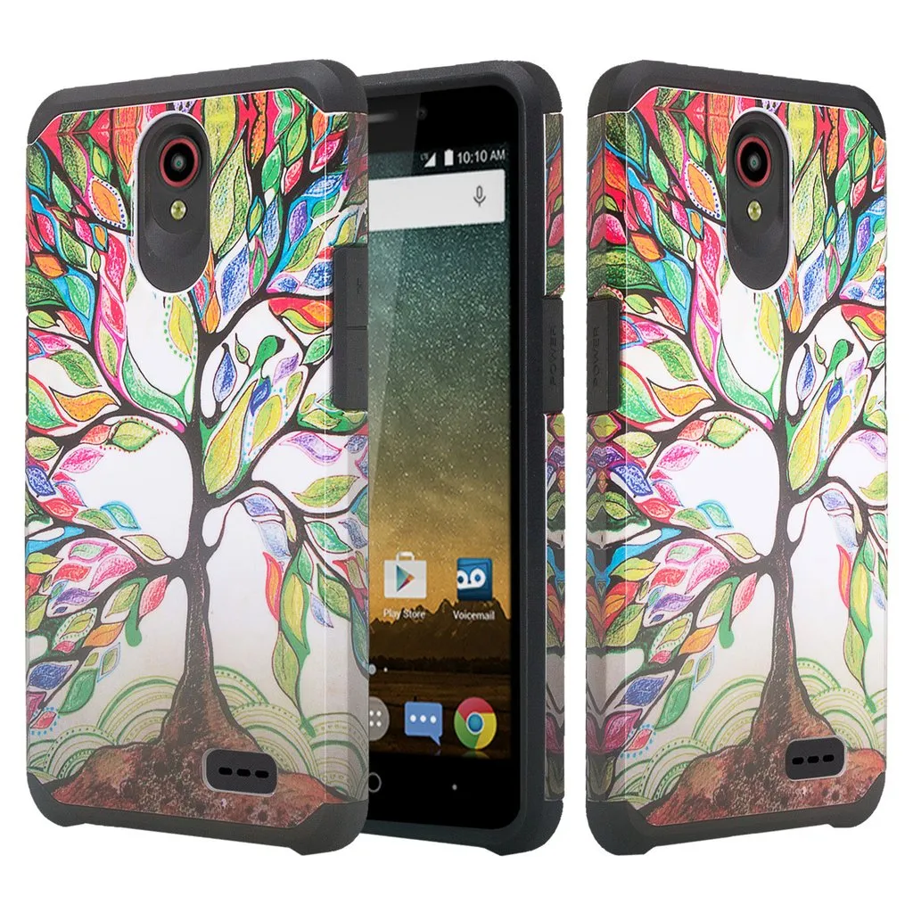 ZTE Prestige 2, Overture 3, Maven 3, Prelude Plus, ZTE 9136, Midnight Pro, Slim Hybrid Dual Layer Case Cover - Vibrant Tree