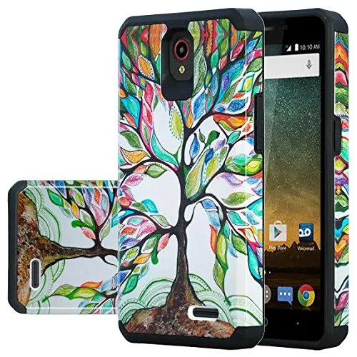 ZTE Prestige 2, Overture 3, Maven 3, Prelude Plus, ZTE 9136, Midnight Pro, Slim Hybrid Dual Layer Case Cover - Vibrant Tree